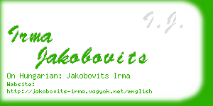 irma jakobovits business card